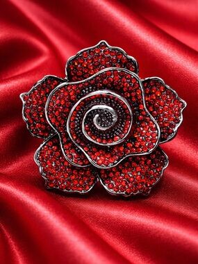 Red Rose Crystal Brooch